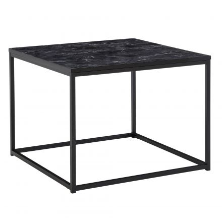 Table basse carrée, couleur : aspect marbre / noir - dimensions : 60 x 60 x 45 cm (L x P x H)