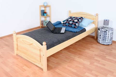 Lit simple / lit d'appoint en bois de pin massif, naturel 82, avec sommier à lattes - 90 x 200 cm (l x L)