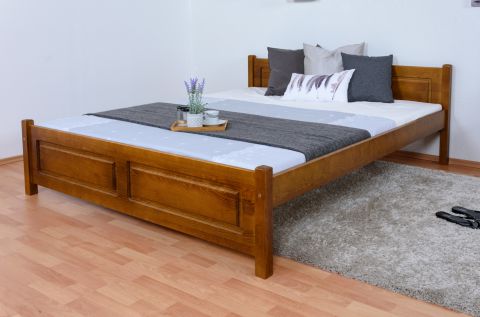 Lit double / lit d'appoint en pin massif, chêne rustique 77, avec sommier à lattes - 160 x 200 cm (l x L)