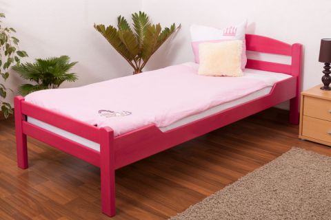 lit d'enfant / lit d'adoléscent "Easy Premium Line" K1/2n, en hêtre massif verni rose