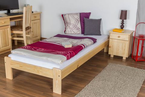 Lit futon / lit en bois de pin massif naturel A10, avec sommier à lattes - dimension 90 x 200 cm