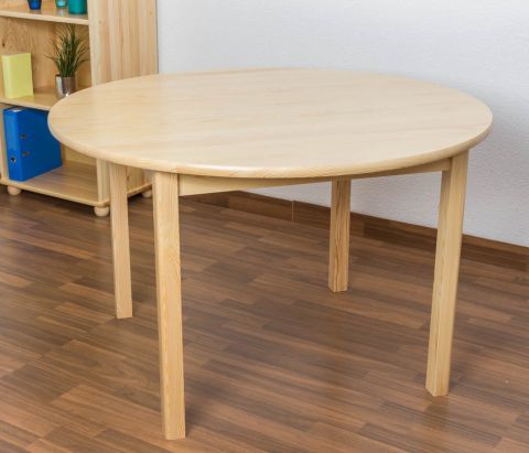 Table en bois de pin massif naturel Junco 235B (ronde) - diamètre 120 cm