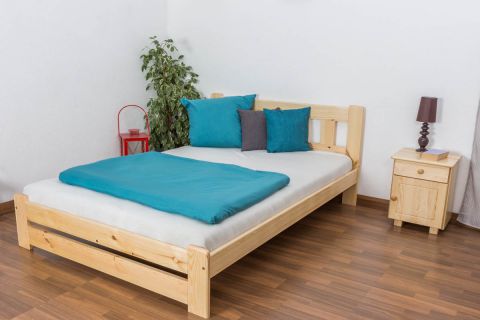 Lit d'enfant / lit de jeunesse en bois de pin naturel massif A25, avec sommier à lattes - Dimensions 140 x 200 cm 
