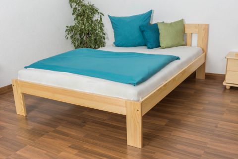 Lit simple / lit d'appoint en bois de pin massif, naturel 75, avec sommier à lattes - dimension 140 x 200 cm