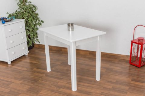 Table en bois de pin massif, laqué blanc Junco 227A (carrée) - 90 x 60 cm