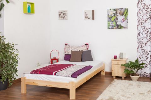 Lit simple / lit d'appoint en bois de pin massif, naturel A10, avec sommier à lattes - dimension 120 x 200 cm