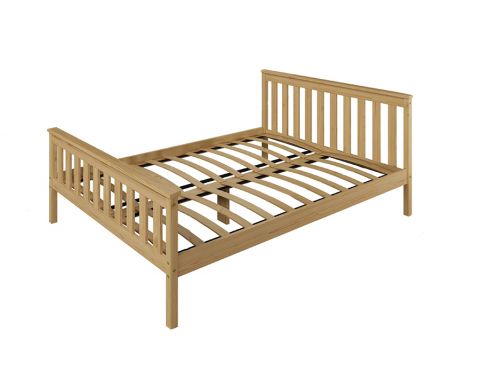 Lit simple / lit d'appoint en bois de pin massif, naturel A28, sommier à lattes inclus - Dimensions 120 x 200 cm 