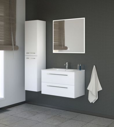 Meubles de salle de bains - Set AB Rajkot, 3 pièces, y compris lavabo / vasque, couleur : blanc brillant