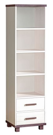 Chambre d'adolescents - Étagère Hermann 03, couleur : blanc blanchi / brun, partiellement massif - 181 x 49 x 40 cm (h x l x p)