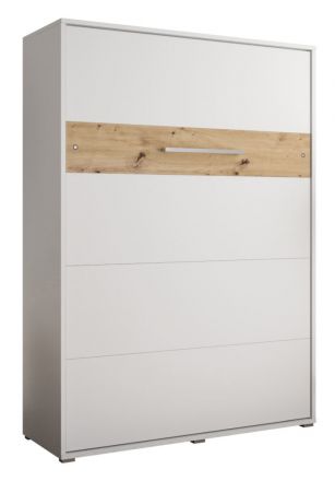 Lit escamotable Namsan 03 vertical, Couleur : Blanc mat / Chêne Artisan - Couchage : 140 x 200 cm (l x L)