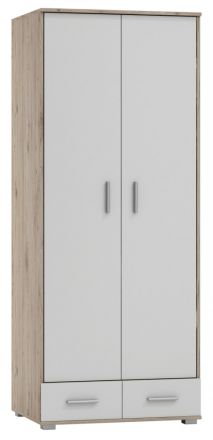 Armoire à portes battantes / armoire Kavieng 21, couleur : chêne / blanc - Dimensions : 200 x 80 x 60 cm (H x L x P)