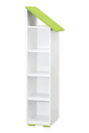 Chambre d'enfant - Bibliothèque Daniel 03, Couleur : Blanc / Vert, Finition à droite - 165 x 43 x 44 cm (H x L x P)