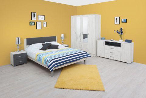 Chambre à coucher complète - Set K Bermeo, 6 pièces, couleur : chêne blanc / anthracite