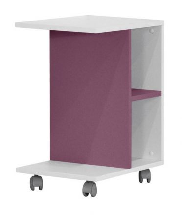 Chambre d'enfant - Table basse / Table d'appoint Koa 09, Couleur : Blanc / Violet - Dimensions : 50 x 35 x 62 cm (l x p x h)