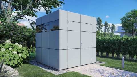 Abri de jardin moderne 01, anthracite / blanc - 19 mm d'éléments, surface au sol : 5,2 m².