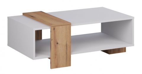 Table basse Granollers 05, Couleur : Chêne Artisan / Blanc - Dimensions : 109 x 64 x 40 cm (l x p x h)