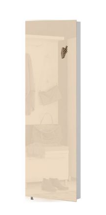 Armoire à chaussures Siusega 06, couleur : crème brillant - 208 x 67 x 16 cm (h x l x p)