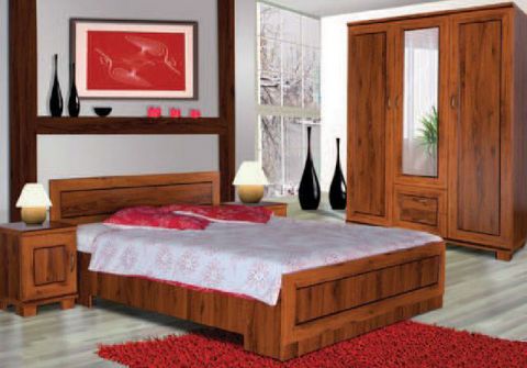 Chambre à coucher complète - Ensemble B Dahra, 4 pièces, couleur : brun chêne
