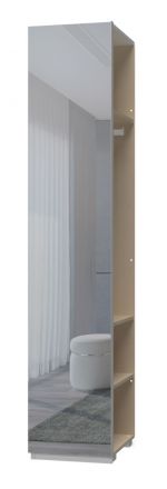 Module d'extension pour armoire à portes battantes / Penderie avec une porte miroir Faleasiu, Couleur : Blanc - Dimensions : 224 x 45 x 56 cm (h x l x p)