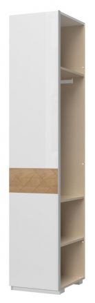 Module d'extension pour armoire à portes battantes / Penderie Faleasiu, Couleur : Blanc / Noyer - Dimensions : 224 x 45 x 56 cm (h x l x p)