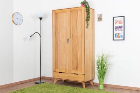 Armoire à portes battantes / Penderie Timaru 19 Wooden Nature Premium en hêtre massif huilé - Dimensions : 180 x 90 x 45 cm (H x L x P)