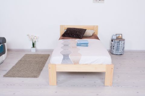 Lit simple / lit d'appoint en bois de pin massif, naturel 76, avec sommier à lattes - 100 x 200 cm (l x L)