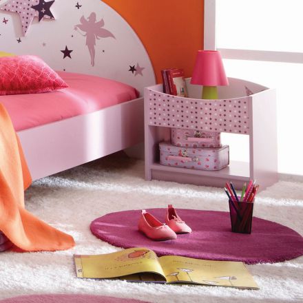 Chambre d'enfants - Table de nuit Ines 05, couleur : rose - Dimensions : 43 x 44 x 33 cm (h x l x p)