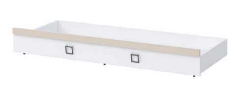 Tiroir pour lit simple / lit d'appoint, couleur : blanc / crème - Dimensions : 27 x 74 x 138 cm (H x l x L)