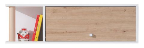 Chambre de jeunes - Armoire suspendue Burdinne 13, Couleur : Blanc / Chêne - Dimensions : 30 x 100 x 25 cm (H x L x P)