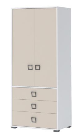 Armoire à portes battantes / armoire 13, couleur : blanc / crème - Dimensions : 198 x 84 x 56 cm (H x L x P)