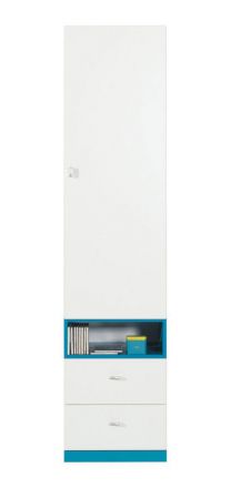 Chambre d'adolescents - armoire "Geel" 03, blanc / turquoise - Dimensions : 195 x 45 x 40 cm (H x L x P)