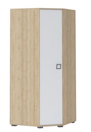 Chambre d'enfant - armoire à portes battantes / armoire d'angle Benjamin 15, couleur : hêtre / blanc - 198 x 86 x 86 cm (h x l x p)
