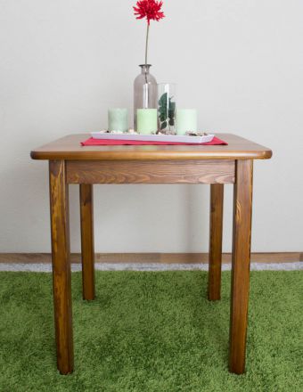 Table en pin massif, couleur chêne 002 (carré) - Dimensions 70 x 70 cm (L x P)