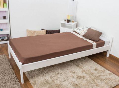 Lit Futon / lit en bois de pin massif, laqué blanc A14, sommier à lattes inclus - Dimensions 90 x 200 cm 