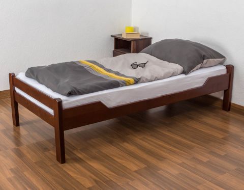 Lit d'enfant / lit de jeune "Easy Premium Line" K1/1n, hêtre massif brun foncé - Dimensions : 90 x 190 cm