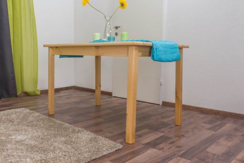 Table en bois de pin massif naturel 001 (rectangulaire) - Dimensions 130 x 80 cm (L x P)