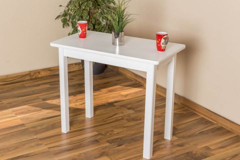 Table en bois de pin massif, laqué blanc Junco 226B (carrée) - Dimensions 50 x 90 cm
