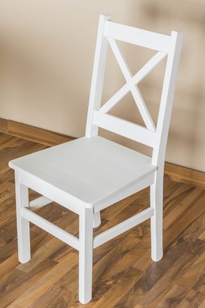 Chaise en bois de pin massif, laqué blanc Junco 246- Dimensions 95 x 44 x 49 cm