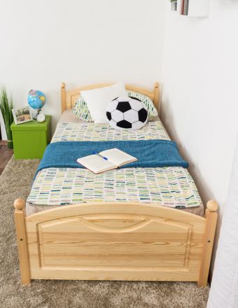 Lit enfant / lit de jeunes en bois de pin massif, naturel 82, avec sommier à lattes - 100 x 200 cm (l x L)