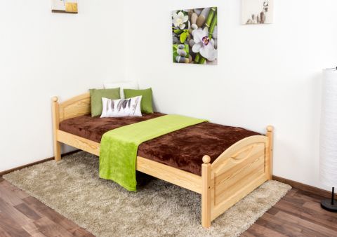 Lit simple / lit d'appoint en bois de pin massif, naturel 82, avec sommier à lattes - 100 x 200 cm (l x L)