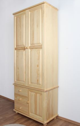 Armoire en bois de pin massif naturel Junco 40 - Dimensions : 195 x 84 x 42 cm (H x L x P)