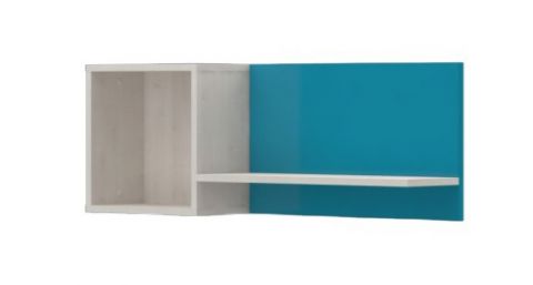 Chambre d'enfant - Étagère murale Peter 06, couleur : blanc pin / turquoise - Dimensions : 35 x 95 x 20 cm (H x L x P)