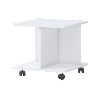 Table d'appoint sur roulettes 08, couleur : blanc - Dimensions : 50 x 55 x 55 cm (H x L x P)