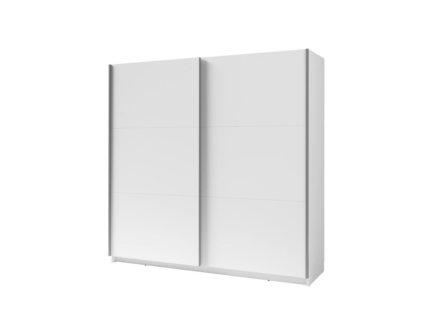 Armoire à portes coulissantes / Penderie Lamia, Couleur : Blanc - dimensions : 207 x 150 x 62 cm (h x l x p)