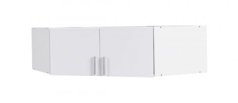 Attache pour armoire à portes battantes / armoire d'angle Messini 06, couleur : blanc / blanc brillant - Dimensions : 40 x 117 x 117 cm (H x L x P)
