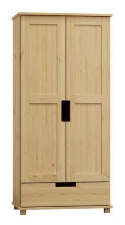 Armoire / armoire à portes battantes en bois de pin massif naturel 007A - Dimensions 190 x 80 x 60 cm (H x L x P)