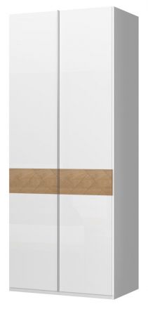 Armoire à portes battantes / Penderie Faleasiu 12, Couleur : Blanc / Noyer - Dimensions : 224 x 92 x 56 cm (h x l x p)