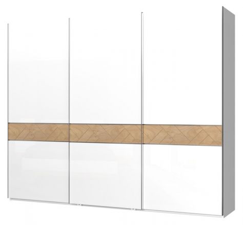 Armoire à portes coulissantes / Penderie Faleasiu 10, Couleur : Blanc / Noyer - Dimensions : 224 x 272 x 61 cm (H x L x P)