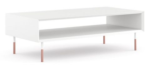 Table basse Semnon 05, Pin massif, Couleur : Blanc - Dimensions : 120 x 60 x 35 cm (l x p x h)