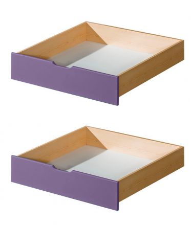 Tiroir pour lit enfant / lit de jeune Milo 30, couleur : nature / violet, bois massif - Dimensions : 15 x 86 x 78 cm (H x L x P)